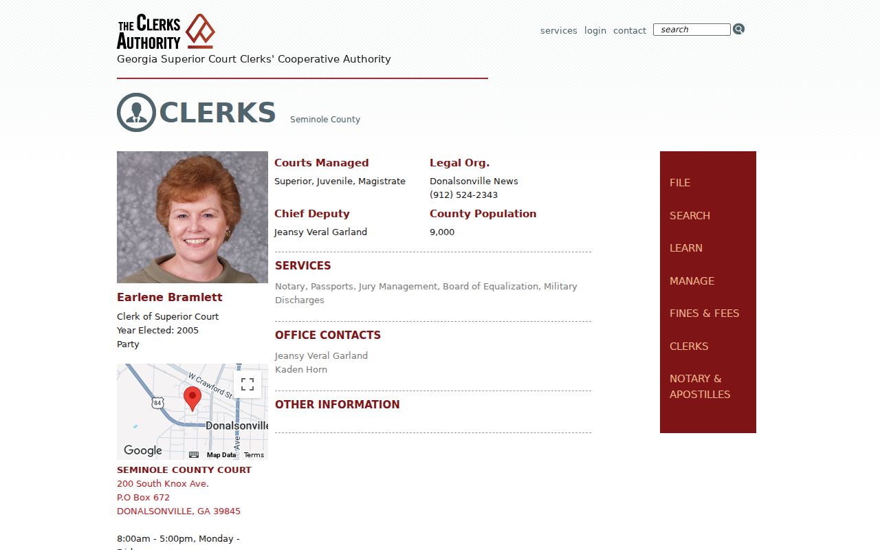 Seminole County clerk profile for court docket records